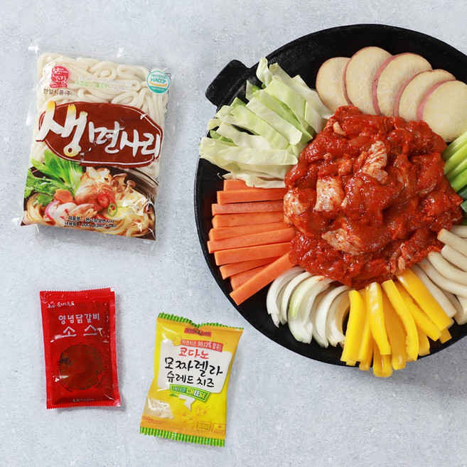 국내산 닭으로 만든 순살 춘천닭갈비 1kg + 치즈면사리소스 각 1봉, 1개