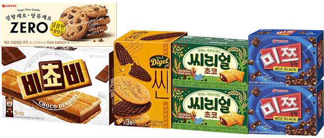 비쵸비 + 미쯔 + 다이제씬 + 제로 초콜릿칩 + 씨리얼, 1세트, 497g