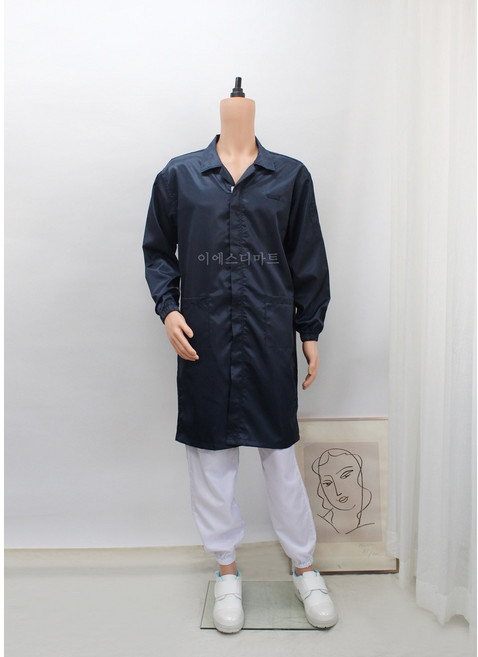 [제전가운] Y카라 네이비 방진복 제전복 크린룸복 반도체복 클린룸복 정전기제거, 남색(Navyblue), 1개