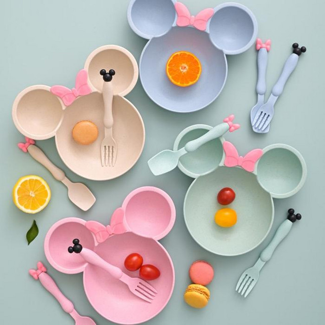 어린이 유아 캐릭터 3구 식기 식판 포크 수저세트 택1, 핑크
