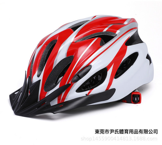 一件代發騎行頭盔一體成型男女山地公路自行車頭盔騎行裝備安全帽, 白紅