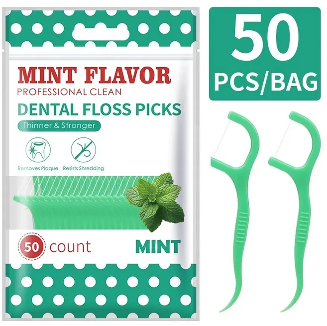 치과용 치실 및 플라스틱 이쑤시개 일회성 틈새 청소 구강 관리 200 개, 05 1 bag of 50 pieces