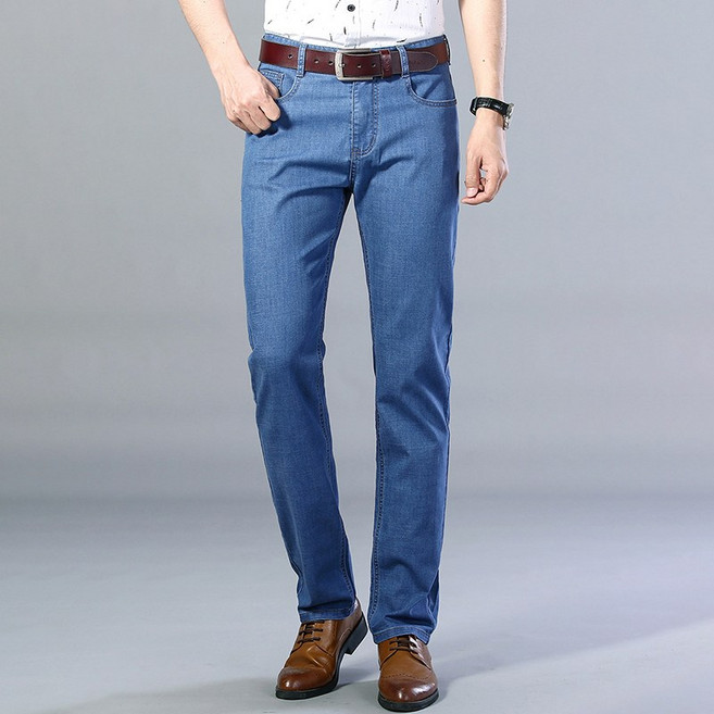 TIMEPURE 남자청바지 가을 얇은 데님 팬츠 루즈핏 와이드 슬림핏 베이직 스트레이트 스판 남성 캐주얼 긴 바지 하의 연청 진청