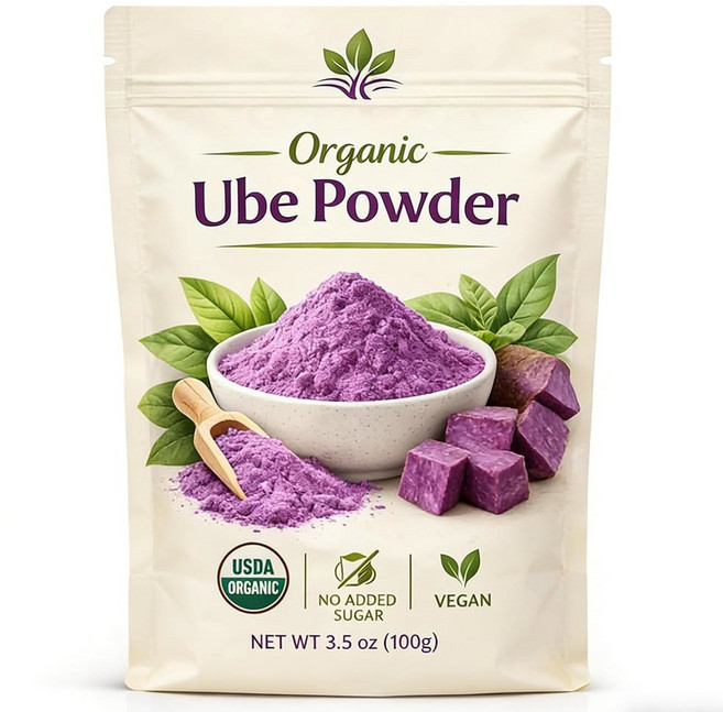 우베 파우더 u2013 100% 퍼플 얌 파우더(보라색 고구마 파우더) 라떼 스무디 & 베이킹 u20, 1, 100g