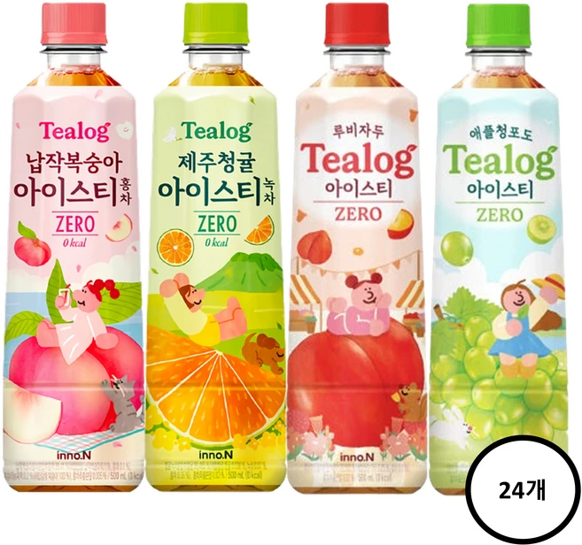 티로그 500ml 24개(복숭아6+청귤6+자두6+애플청포도6) - 쿠팡