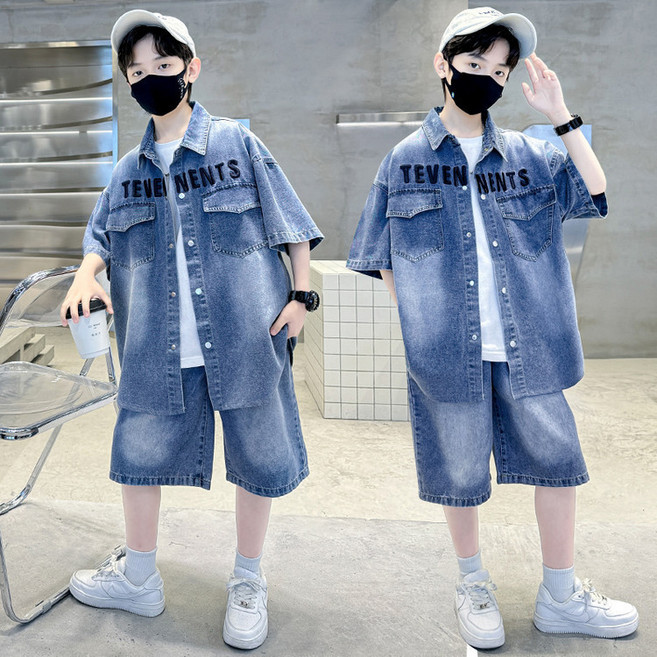 하라로이 남아용 여름 데일리 청반팔 + 청바지 세트