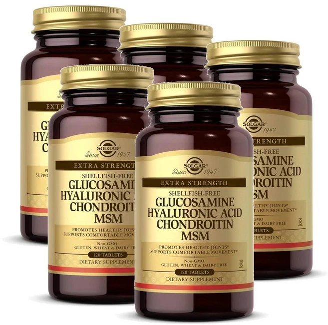 솔가 글루코사민 히알루론산 콘드로이틴 엠에스엠 타블렛 Solgar Glucosamine Hyaluronic Acid Chondroitin MSM, 120정, 5개 - 쿠팡