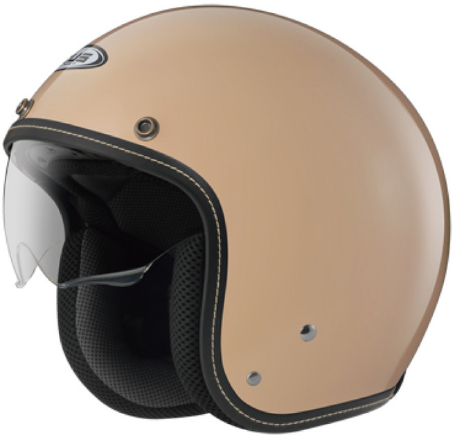 ZEUS ZS 388A 素色復古安全帽：內墨鏡片、吸濕排汗內襯、可拆洗3/4罩, 卡其