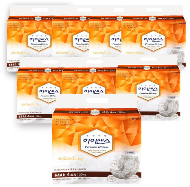 하이센스 프리미엄 라운드 30매 x 8팩 성인용 기저귀, 30개입, 8개