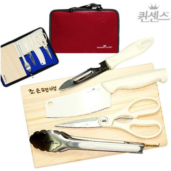 캠핑용품 키친툴 캠핑세트6종 가위 칼 도마 세트, 1세트