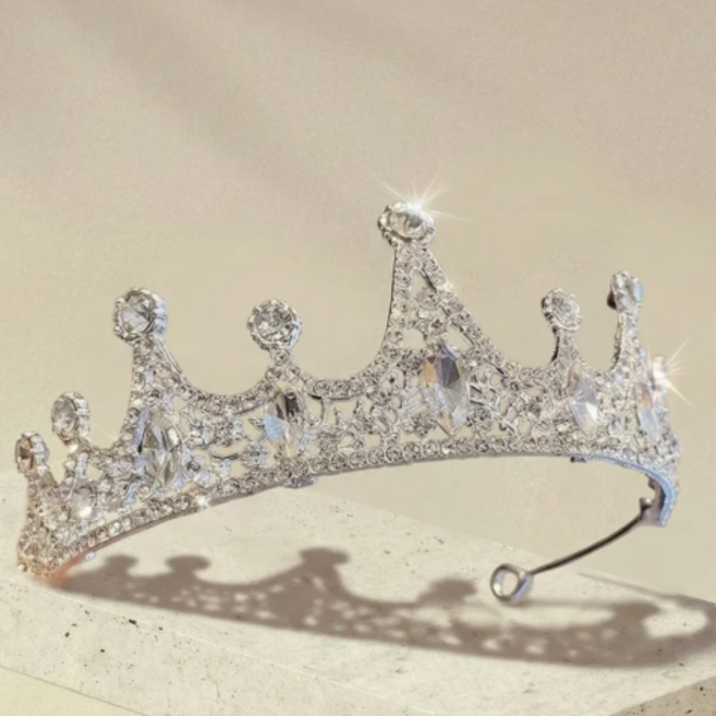 레모홈 셀프웨딩 브라이덜샤워 티아라 왕관, 1개, 실버