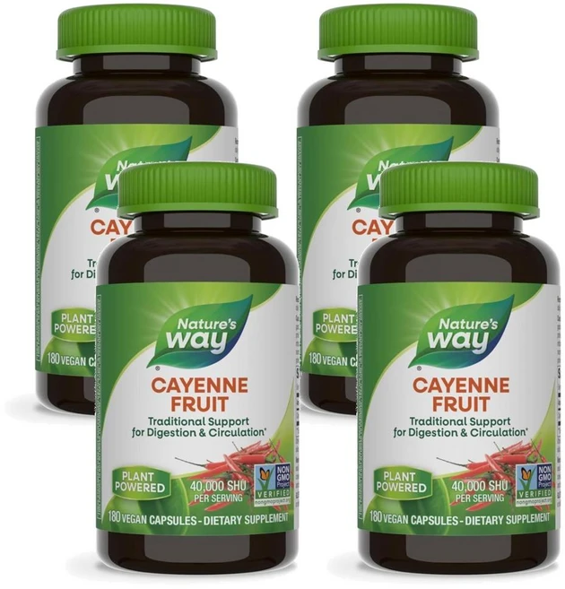 네이처스웨이 카이엔 페퍼 프루트 450mg 캡슐, 180정, 4개 - 쿠팡