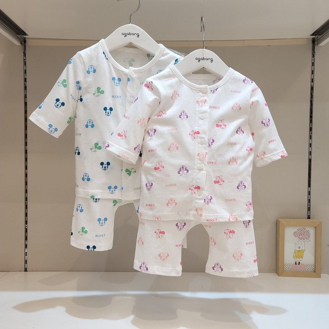 [아가방]강남점*디즈니베이비 깜찍한 미키미니가 똬앇!!부드러운 촉감이 너무좋은 7부오픈내의/안심무형광