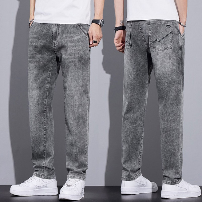 wassup 남자 청바지 사계절 스판 일자핏 슬림핏 작업복바지 남자 여름바지