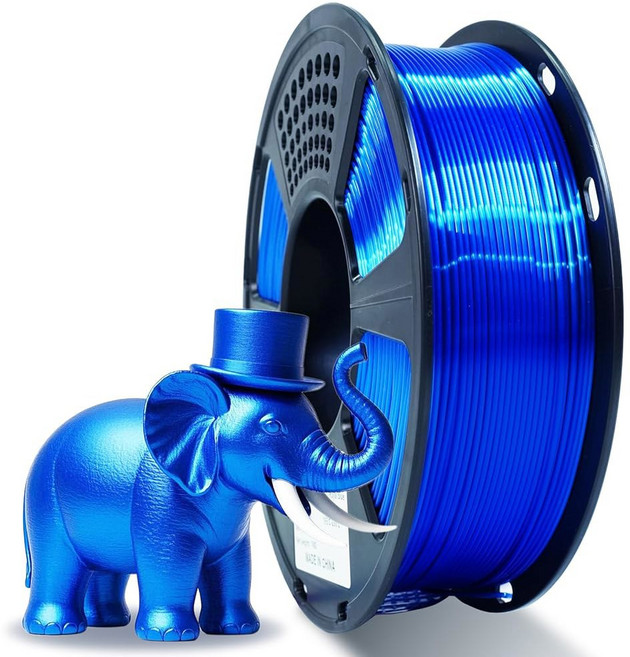 XZN PETG 필라멘트 1.75mm 3D 프린터 1Kg(2.2lbs) 프린팅 필라멘트 강한 인성 및 고정밀 +/- 0.02mm 엉킴 방지 기포 없음 대부분의 프린터 실버, Polylactic Acid, Silk Royal Blue