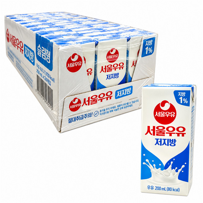 서울우유 저지방 멸균우유, 24개, 200ml
