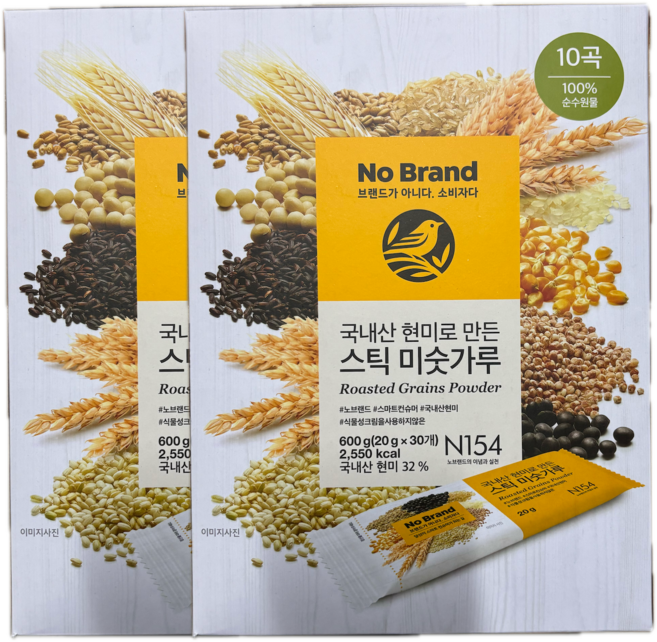 노브랜드 국내산 현미로 만든 스틱 미숫가루 600g x 2개 무농약