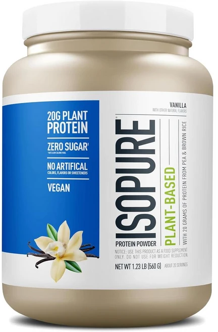 Isopure Plant Based Protein Powder 이소퓨어 식물성 프로틴 파우더 바닐라 560g, Isopure 식물 기반 단백질 바닐라 (1.23lb) - 쿠팡