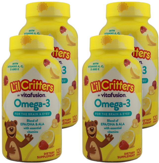 릴크리터스 어린이 오메가 3 DHA 라즈베리 레몬맛 구미, 120정, 4개