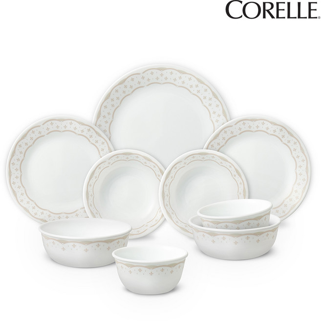 [코렐] 프리미엄 클래식조이 2인 9p(박스세트), 화이트, 1박스, 밥공기2,국대접2,앞접시2,원형접시소2,원형접시중1