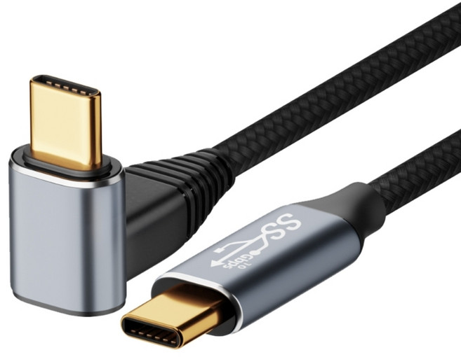 100W 타입 C to Type-C USB C 케이블 90도 10g 빠른 충전 코드 직각, 0.5m, 1개