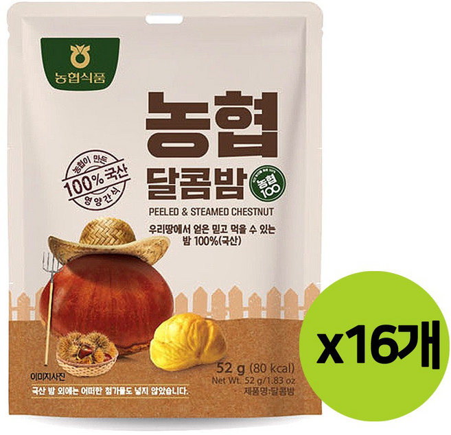 농협식품 국산 100% 달콤밤, 52g, 16개
