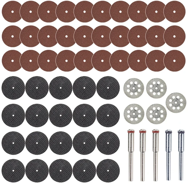 XCAN 60pcs 원형 톱날 세트 다이아몬드 절단날 그라인딩 휠 드레멜 미니 드릴 로터리 툴 액세서리, 1) 60pcs, 1개