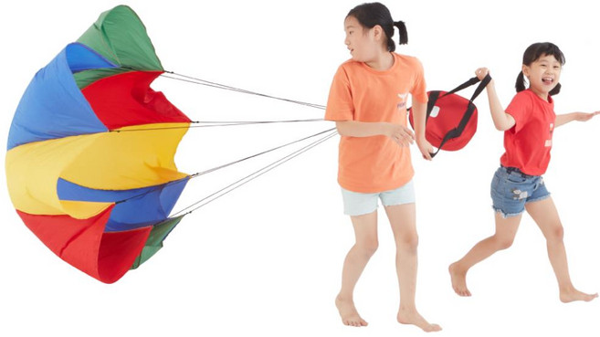 신나게 뛰어놀자 알록달록 낙하산 달리기 놀이 배낭 신체발달 유치원