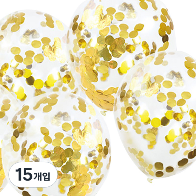 JOYHOUSE 파티팡 컨페티 풍선 30.5cm, 메탈릭 라운드 골드, 15개입