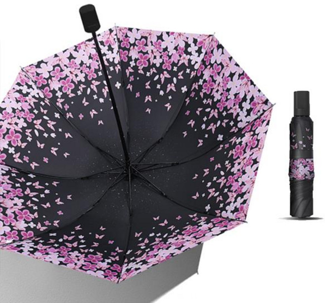 당일발송 렌코리아 화사한 꽃무늬 플로리안 경량 3단 우산&양산 접이식우양산