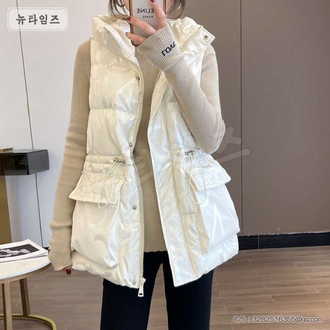 후드 펄 패딩 조끼 여중 롱 베스트 조끼 9Q195