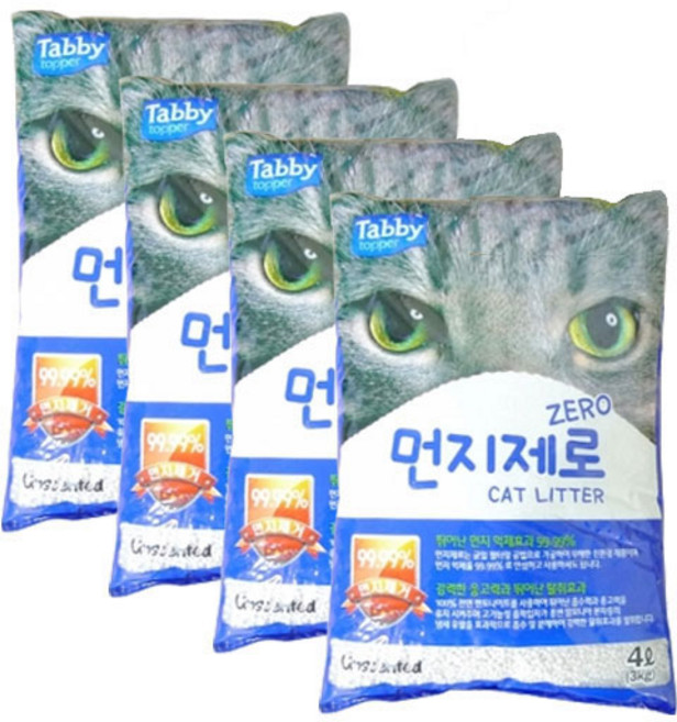 테비토퍼 먼지제로 4L 4개입 벤토나이트모래, 4개