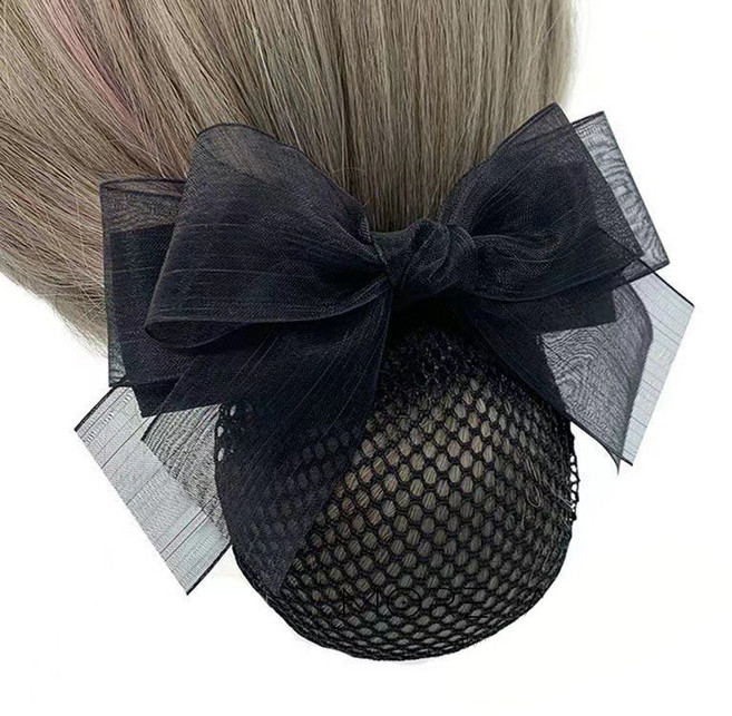 샤샤벨 시폰 리본 망 헤어망 여성 간호사 망사 리본핀 머리망