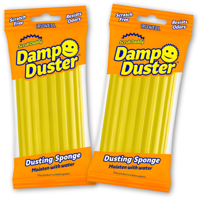 [100%정품] 스크럽대디 먼지 더스트 청소 스펀지 Scrub Daddy Damp Duster 회색, 2개