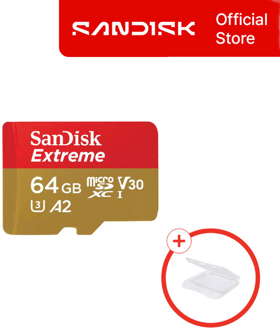 샌디스크 마이크로SD카드 Extreme 익스트림 SDSQXA + SD카드 케이스 패키지, 1개, 64GB