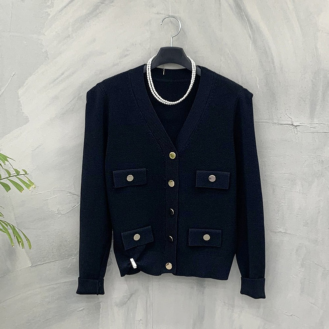 버튼 포켓 브이넥 카디건DSF