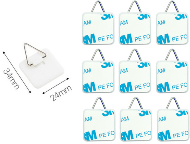 노와이어 부착형 액자고리 10P 무타공 접시고리 소품등에 고리생성, 10개, 화이트 사각(중)