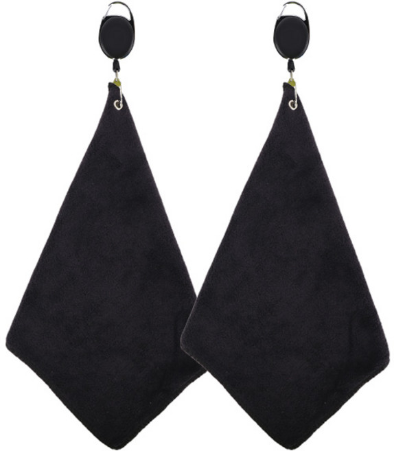 무명정품 오토 릴 골프 타올 2p, 블랙