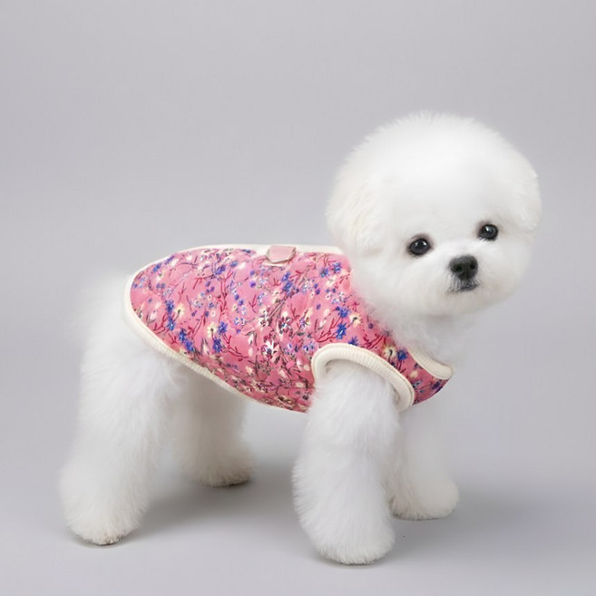 강아지 김장 조끼 겨울옷 하네스 패딩, 1개, 핑크