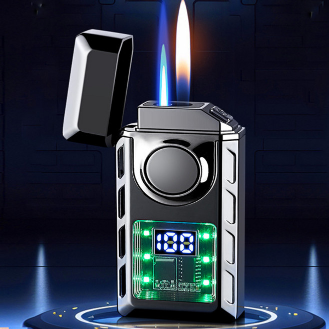 스마트듀얼 파이어 라이터 클래식 아크식 점화횟수 배터리잔량 메탈바디 USB 충전, 스마트듀얼 파이어 라이터-화이트, 1개