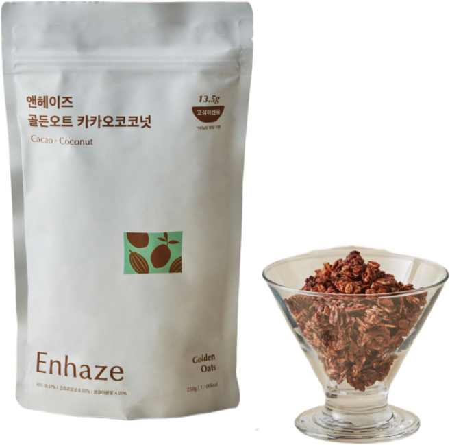 Enhaze 골든오트 고식이섬유 그래놀라 카카오코코넛, 1개, 250g