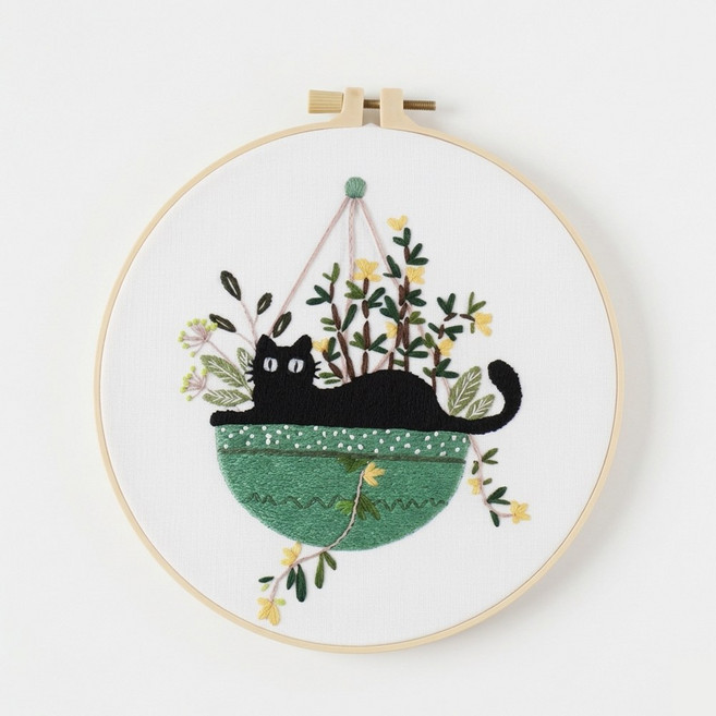 프랑스자수 패키지 DIY 고양이도안 취미 키트, 옵션01, 1개