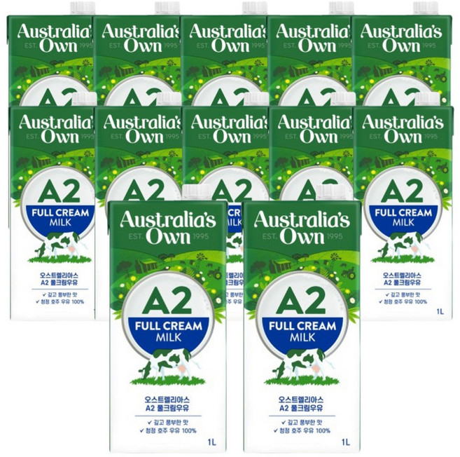 오스트렐리아스오운 A2 우유, 1L, 12개