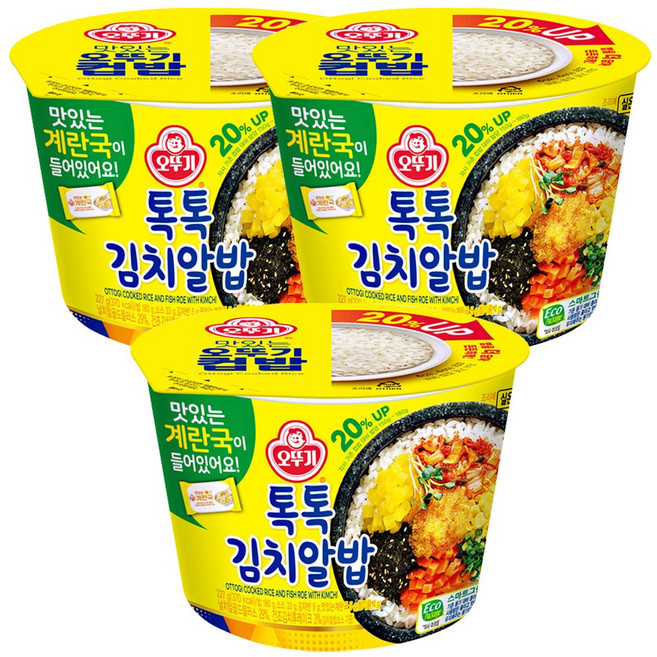 오뚜기 컵밥 톡톡 김치알밥 (증량), 222g, 3개
