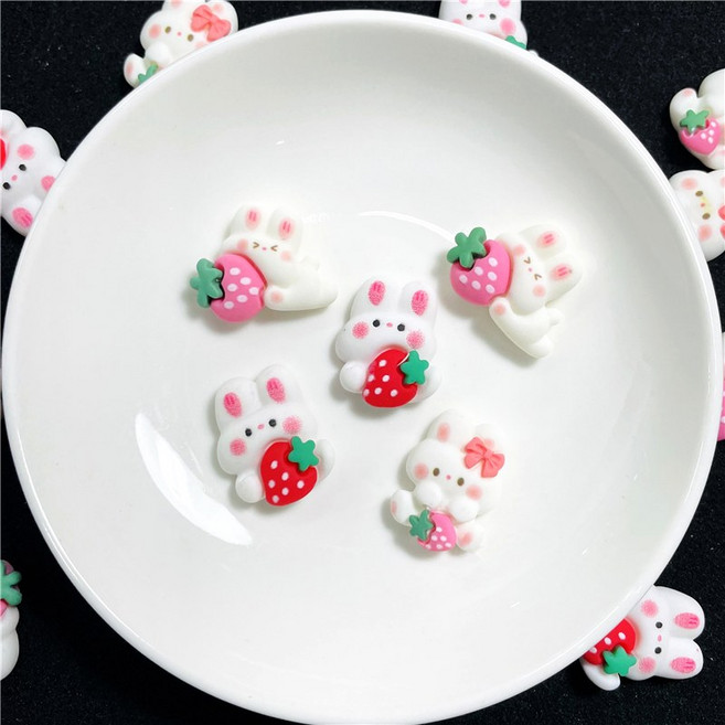 (3개입) 딸기토끼 파츠 탑꾸 악세사리데코덴재료, 3개입, (PL107-12)누워있는토끼