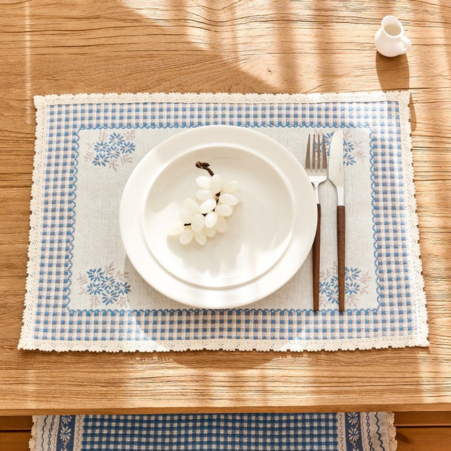 모던하우스 리빙 L 자카드 사각 테이블매트 32x45 푸른꽃 NF3725005, 1개, 32x45cm, 이미지참조