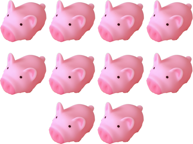 10개입 귀여운 미니 돼지 장식 삑삑이, 1세트, T377. 핫핑크 10개