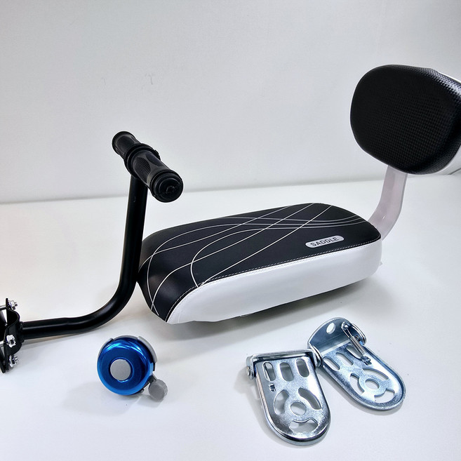 글로리존 자전거 뒷좌석 등받이 안장 발판 손잡이 벨 풀세트, 화이트블랙실버, 1개