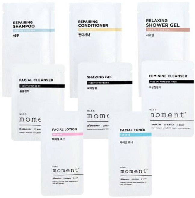 위드모먼트 일회용 세면도구 클렌징폼 크림 샴푸 린스 바디워시 쉐이빙 스킨 로션, 위드모먼트 일회용 여성청결제 3ml, 1, 3ml