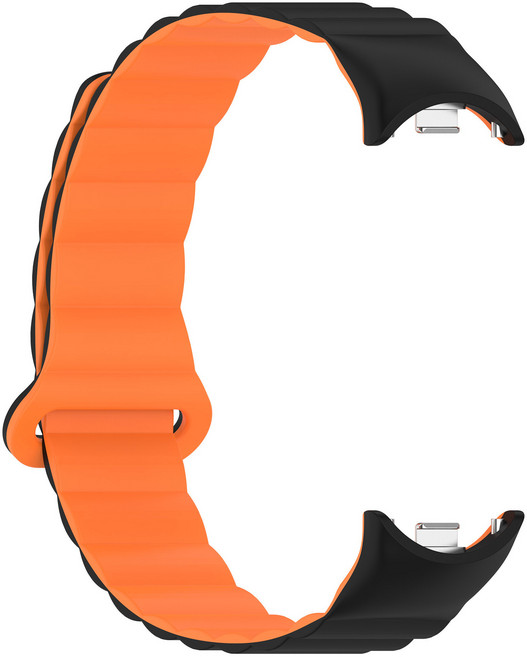 SKENOS 샤오미 스마트밴드10 / 9 / 8 세라믹 호환 스포츠 마그네틱 스트랩 미밴드10 9 8 실리콘 컬러 밴드, 블랙(오렌지), 1개